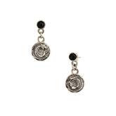 Sterling Silver Onyx Dragon Coin Earrings